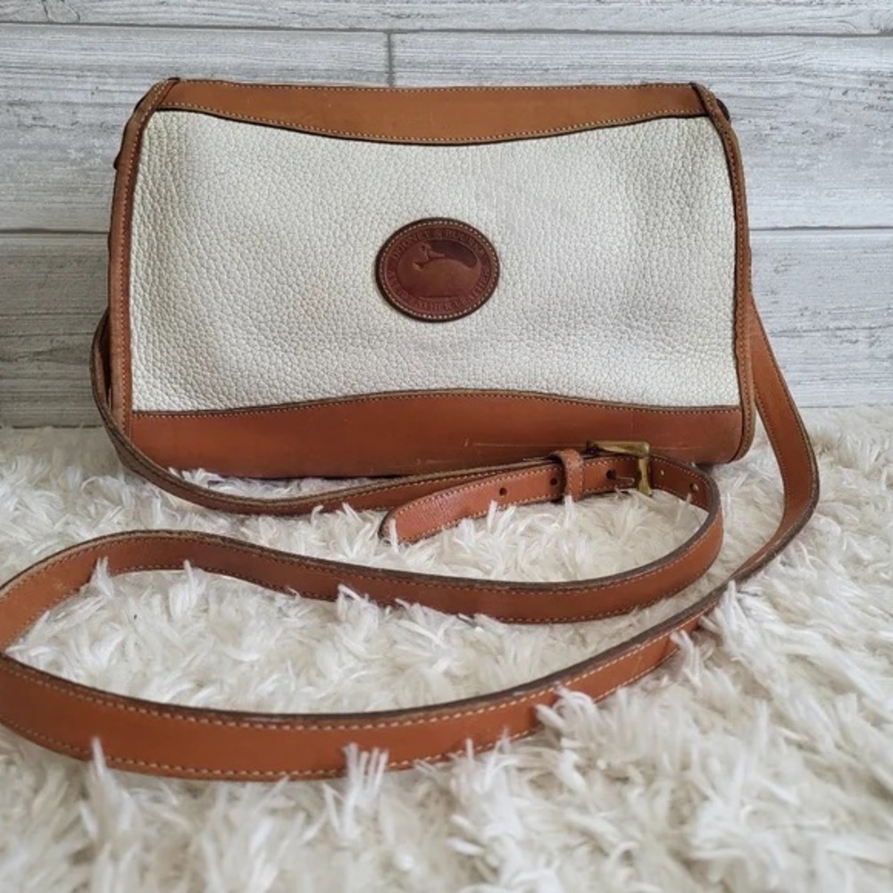 Vintage Dooney & Bourke Cream and Tan Crossbody Bag
